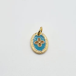 Médaille fleur turquoise