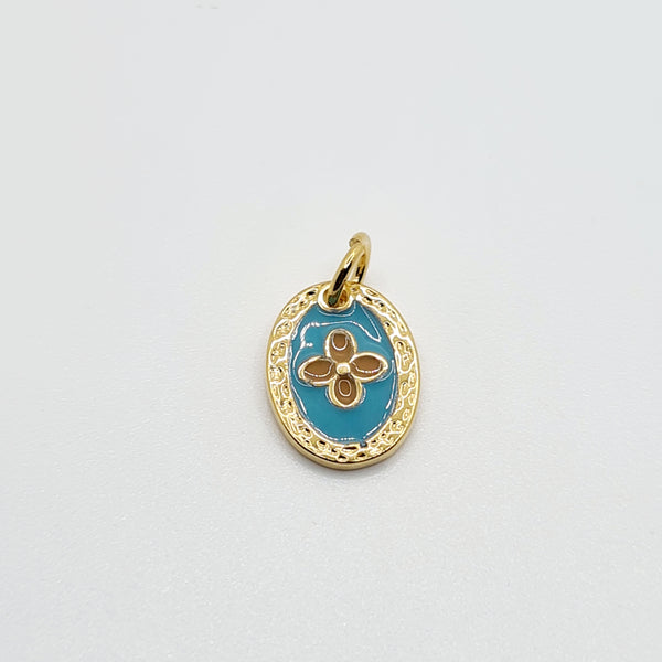 Médaille fleur turquoise